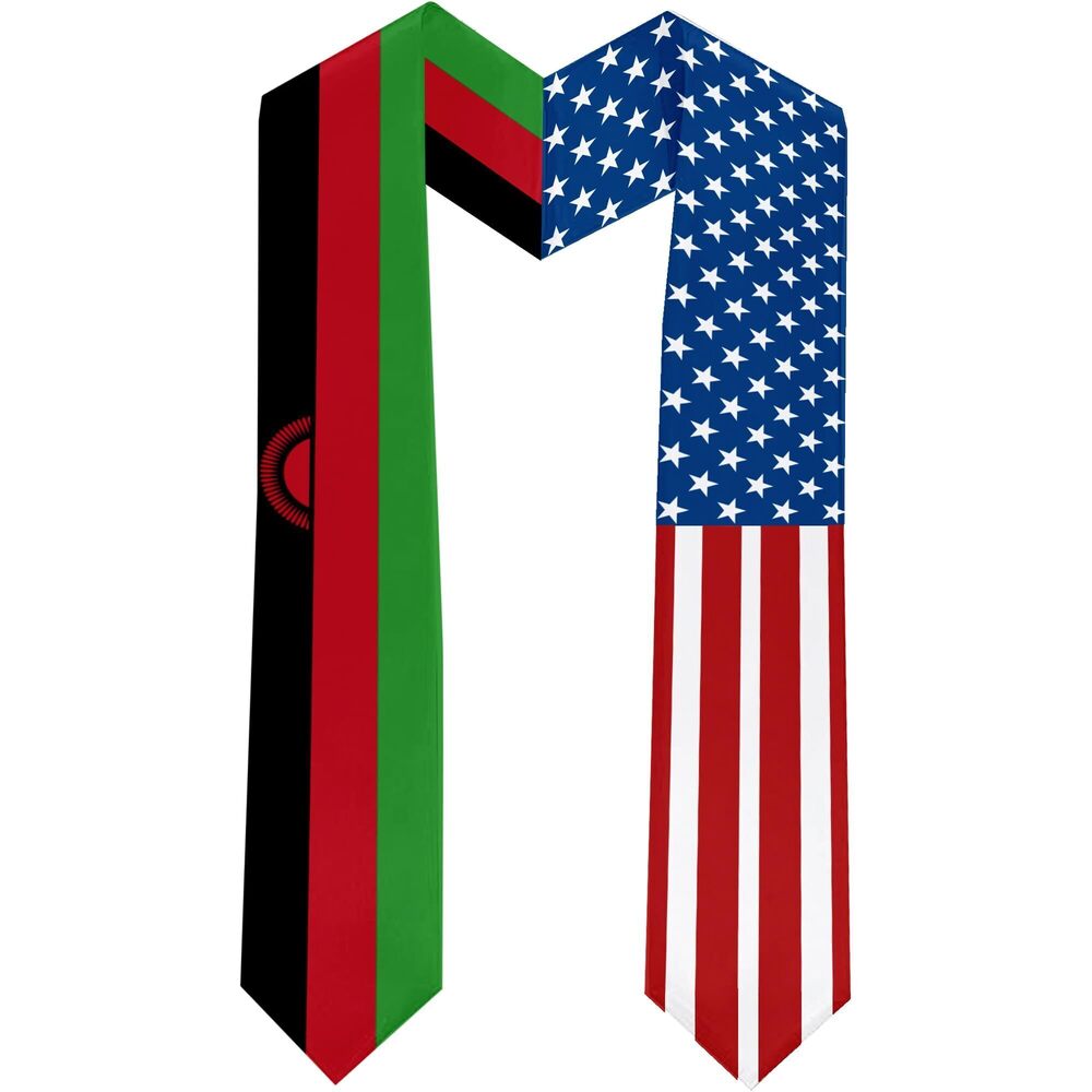 7776 2025 Malawi Flag and USA Flag Graduation Stole Graduation Sash
